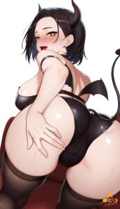 ass devil halloween horns infinote no_bra pantsu tail thighhighs wet wings