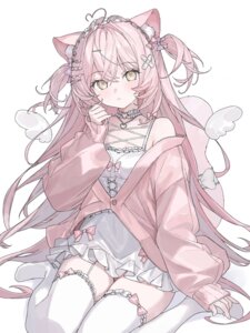 Rating: Questionable Score: 3 Tags: animal_ears bandaid dress indie_virtual_youtuber karyln nekomimi purin_(pwurin_) stockings sweater tail thighhighs wings User: whitespace1