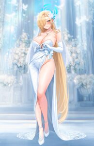 blue_archive dress halo heels ichinose_asuna no_bra nopan st_r wedding_dress