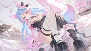 Rating: Questionable Score: 66 Tags: alllisso animal_ears asian_clothes garter heels indie_virtual_youtuber kitsune no_bra silvervale skirt_lift stockings tail thighhighs wallpaper User: Anonymous