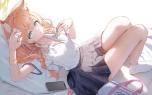 animal_ears blue_archive chiu538 halo iochi_mari nekomimi open_shirt seifuku undressing