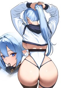 ass character_pria garter mr_tangsuyuk pointy_ears swimsuits thighhighs