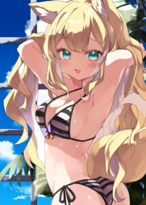 animal_ears bikini kamiyoshi_rika kitsune swimsuits tail