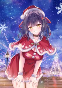 christmas cleavage dress nanami_yuuno twinbox twinbox_gakuen