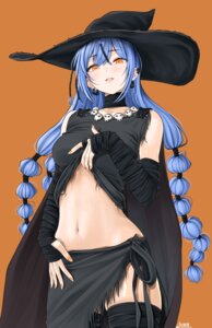 chaesu halloween minah_(chaesu) shirt_lift thighhighs undressing witch