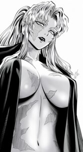 balalaika black_lagoon monochrome mostlybluewyatt no_bra open_shirt
