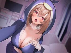 niku_(hamuchang) no_bra open_shirt pajama selfie