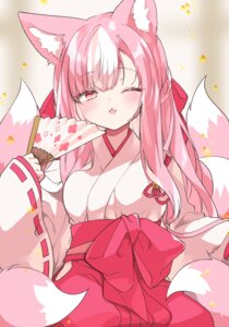 animal_ears kamiyoshi_rika kitsune miko tail
