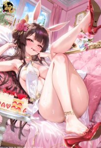 Rating: Questionable Score: 34 Tags: animal_ears bunny_ears cream dress heels kaguyahime_(majsoul) majsoul no_bra sakurano_tsukasa skirt_lift User: himeno_nanako
