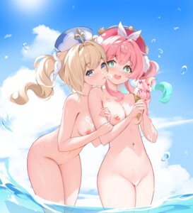 areola barbara_(genshin_impact) cream genshin_impact hyacine lilpalette naked nipples pussy uncensored wet yuri
