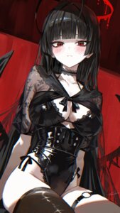 angel blue_archive garter kenzaki_tsurugi leotard see_through thighhighs wings yumeno_yume