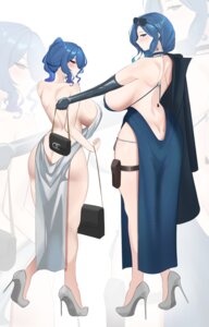 ass azur_lane crossover dp-12_(girls_frontline) dress garter girls_frontline girls_frontline_2:_exilium heels megane nekomancer203 no_bra nopan pantsu st._louis_(azur_lane) string_panties