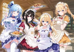 Rating: Safe Score: 9 Tags: aqua_(konosuba) belzerg_stylish_sword_iris cream dustiness_ford_raratina kono_subarashii_sekai_ni_shukufuku_wo! maid megumin mishima_kurone skirt_lift stockings thighhighs waitress User: himeno_nanako