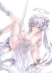 bondage breasts dress garter halo heels henzer loli nipples no_bra nopan pussy_juice see_through skirt_lift wet