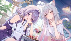 animal_ears miko nekomimi no_bra nopan shirokitsune tail trickcal