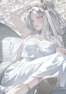 dress fairy heels no_bra pointy_ears sharc weapon wings