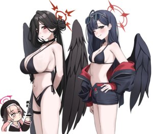 Rating: Questionable Score: 45 Tags: angel bikini bikini_top blue_archive doumu_(31678316) garter halo hanekawa_hasumi megane nakamasa_ichika open_shirt seifuku shimoe_koharu swimsuits wings User: Genex