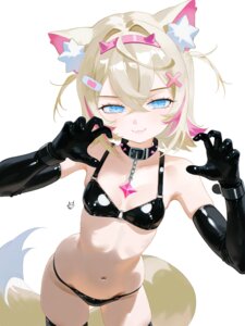 animal_ears bandaid bra hololive hololive_english horns inumimi mococo_abyssgard pantsu rcade tail thighhighs