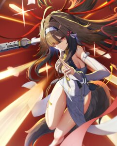 animal_ears chinadress gao_kawa no_bra sword tail ye_shunguang zenless_zone_zero