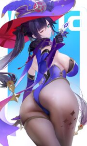 Rating: Questionable Score: 11 Tags: ass cameltoe erect_nipples garter genshin_impact leotard mona_megistus no_bra omone_hokoma_agm pantyhose see_through witch User: lacepanties