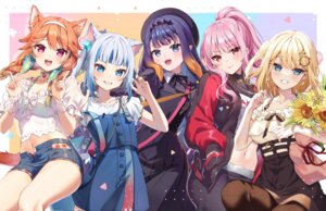 animal_ears dress gawr_gura hololive hololive_english mori_calliope nekomimi ninomae_ina'nis pantyhose pointy_ears rosuuri see_through tail takanashi_kiara watson_amelia