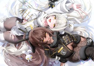 blanc_(nikke) fishnets goddess_of_victory:_nikke murabana44 no_bra noir_(nikke) pantyhose thighhighs