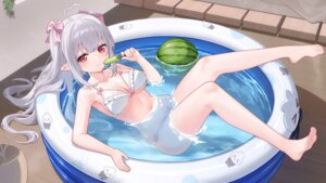 bikini niliu_chahui pointy_ears swimsuits thong wet
