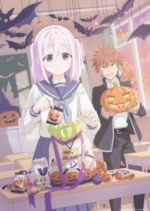 halloween kao_ni_denai_kashiwada-san_to_kao_ni_deru_oota-kun kashiwada_hiyori oota_akito seifuku tagme