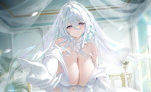 Rating: Questionable Score: 10 Tags: azur_lane dress kearsarge_(azur_lane) meisansan no_bra wedding_dress User: KenB
