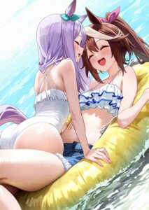 animal_ears bikini_top herohero_illust mejiro_dober_(umamusume) swimsuits tail tokai_teio_(umamusume) uma_musume_pretty_derby