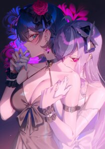 belle_(zenless_zone_zero) domi_(hongsung0819) dress no_bra pointy_ears see_through vivian_banshee yuri zenless_zone_zero