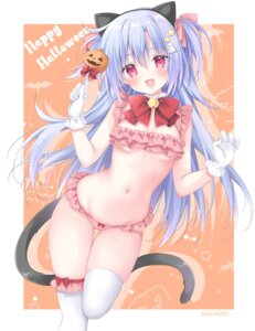 amazing_grace_-what_color_is_your_attribute?- animal_ears bra cameltoe garter halloween korie_riko nekomimi pantsu tail thighhighs yune_(amazing_grace_-what_color_is_your_attribute?-)