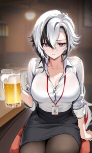 Rating: Questionable Score: 30 Tags: arlecchino dress_shirt foxyreine genshin_impact open_shirt pantyhose see_through skirt_lift User: Arsy