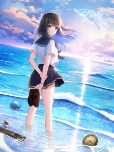 mellow natsuake_hotaru see_through seifuku skirt_lift tagme true_colors wet