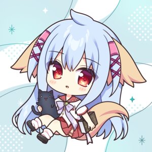 animal_ears chibi inumimi lump_of_sugar moekibara_fumitake neko nursery_rhyme seifuku shikishima_krile skirt_lift tail
