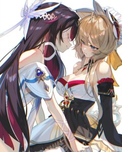 Rating: Questionable Score: 16 Tags: columbina genshin_impact no_bra sandrone scottie yuri User: himeno_nanako