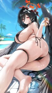 angel bikini blue_archive cameltoe cream garter hanekawa_hasumi meisansan swimsuits thong wet wings