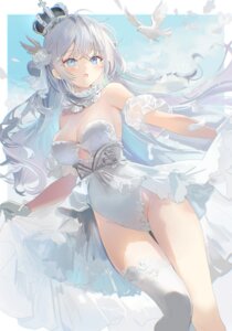 dedeko leotard no_bra see_through skirt_lift thighhighs