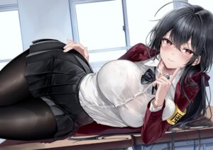 azur_lane bra pantyhose see_through seifuku taihou_(azur_lane) ya_ta