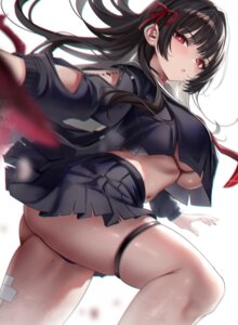 bandaid chisa garter no_bra pantsu seifuku shirt_lift skirt_lift stone_(ksorede) tattoo torn_clothes wuthering_waves