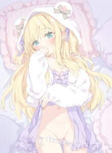 animal_ears kani_biimu lingerie loli pajama pantsu panty_pull shimotsuki_potofu sketch skirt_lift string_panties
