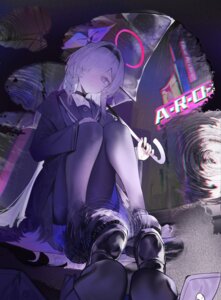 arona_(blue_archive) blue_archive halo pantyhose plana_(blue_archive) seifuku skirt_lift tagme umbrella