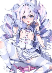 blue_archive halo loli no_bra pantyhose paseri skirt_lift torn_clothes uniform uzawa_reisa