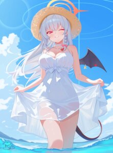Rating: Questionable Score: 37 Tags: blue_archive devil dress halo jpeg_artifacts kurodate_haruna no_bra royalbunny003 see_through skirt_lift summer_dress tail wet wet_clothes wings User: VigorousMMM