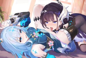 cerydra fangai-anmian garter honkai:_star_rail hysilens nopan pussy skirt_lift thighhighs uncensored yuri