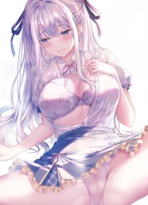 bra cameltoe cropped detexted hiiragi_asuka_(twinbox) lingerie open_shirt pantsu see_through seifuku skirt_lift thong twinbox twinbox_gakuen undressing wet_clothes