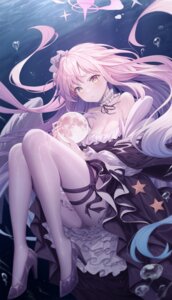 angel blue_archive dress garter heels misono_mika no_bra roi_(liu_tian) skirt_lift wet wings