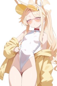 animal_ears blue_archive halo kitsune loli megane pussy swimsuits szkure. yurizono_seia