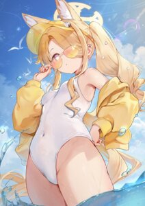 Rating: Questionable Score: 65 Tags: animal_ears blue_archive halo kita_(kitairoha) kitsune megane swimsuits tail wet yurizono_seia User: jamezwood2