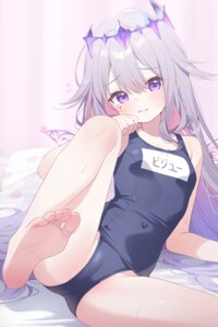 cameltoe deyui feet halo hololive hololive_english koseki_bijou loli school_swimsuit swimsuits wet wings